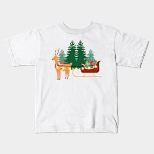 cute reindeer bringing gifts Kids T-Shirt